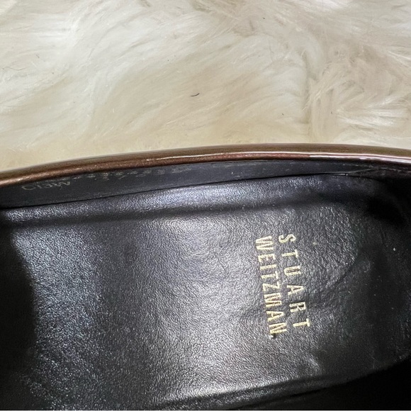 STUART WEITZMAN Metallic Brown Tasseled Driving Mocs, 7.5M